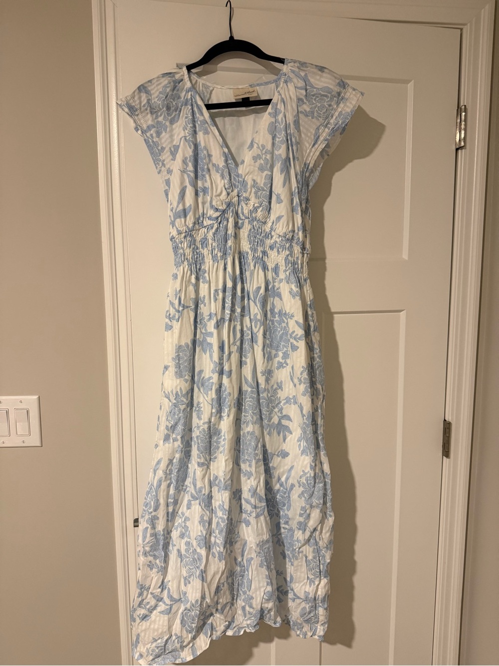 Target White Maxi Dress with Light Blue Floral Print